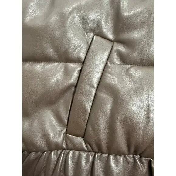 Abercrombie & Fitch Dark Brown Puffer Vest, Faux Leather - M - Picture 7 of 8